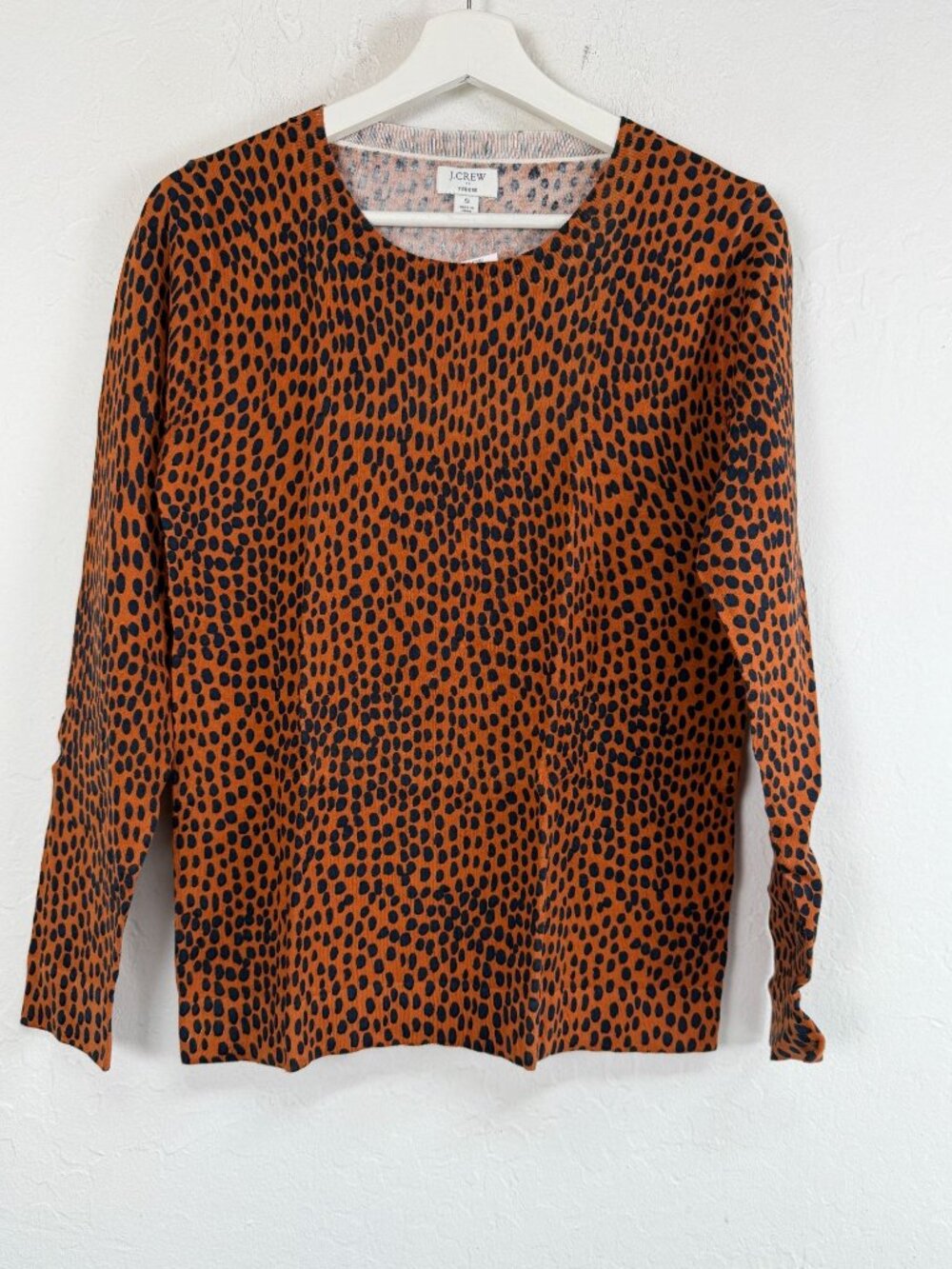 New J.Crew Womens Oncilla Cotton Teddie Sweater Pullover Small Orange AO606 $69